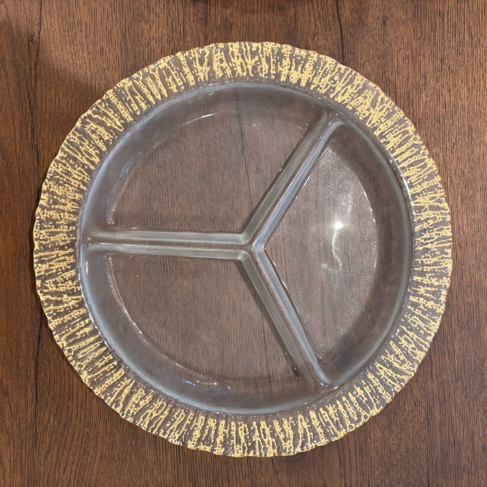 Vietri Rufolo Glass Three-Part Server